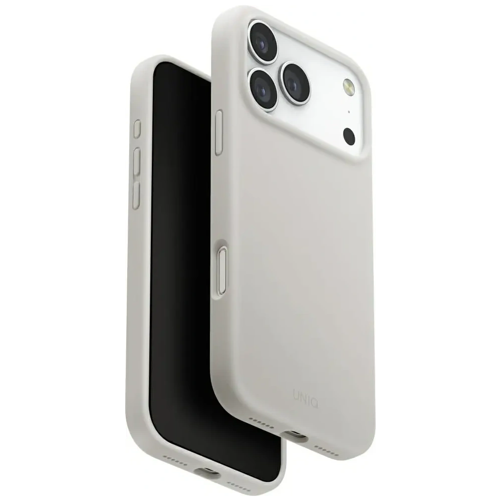 Etui UNIQ Lino do Apple iPhone 17 Pro Max Magclick Charging jasno szary