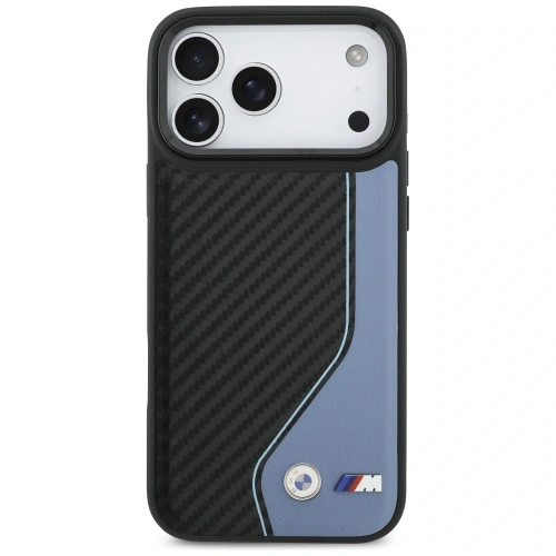 Etui BMW M Carbon Logo MagSafe do Apple iPhone 17 Pro Max niebieski