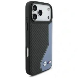 Etui BMW M Carbon Logo MagSafe do Apple iPhone 17 Pro Max niebieski