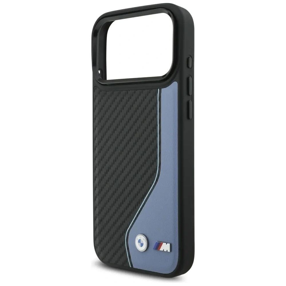 Etui BMW M Carbon Logo MagSafe do Apple iPhone 17 Pro Max niebieski