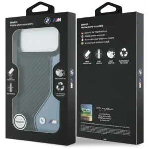 Etui BMW M Carbon Logo MagSafe do Apple iPhone 17 Pro Max niebieski