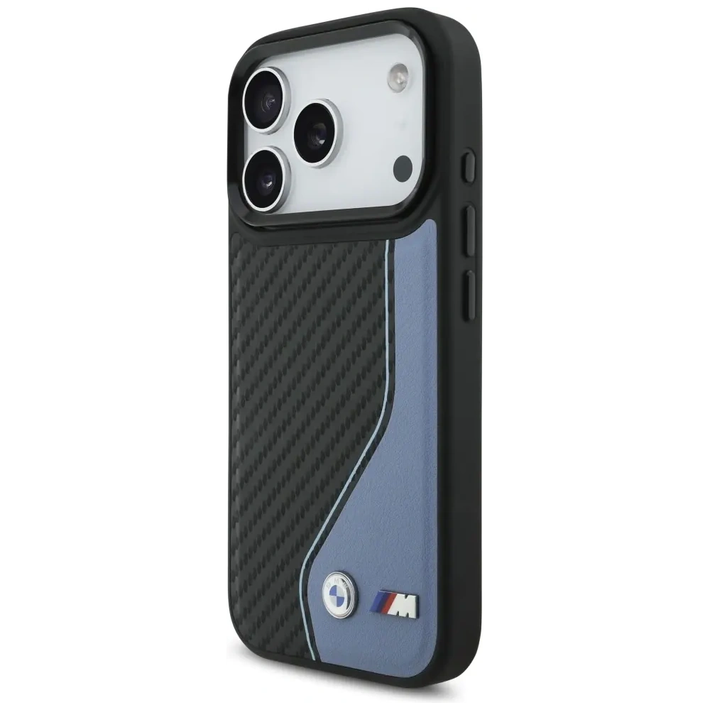 Etui BMW M Carbon Logo MagSafe do Apple iPhone 17 Pro niebieski