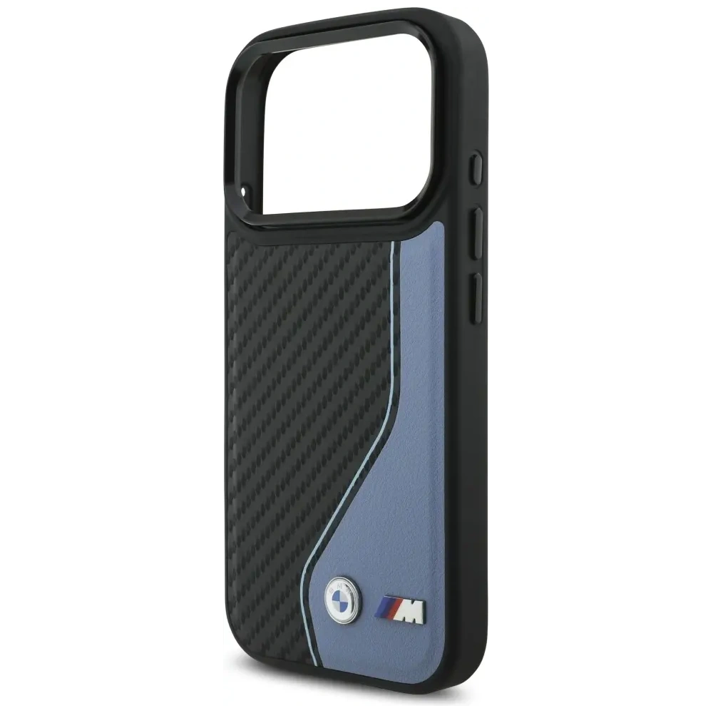 Etui BMW M Carbon Logo MagSafe do Apple iPhone 17 Pro niebieski