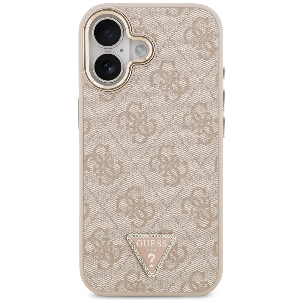 Etui Guess 4G Triangle Logo MagSafe do Apple iPhone 17 różowy złoty