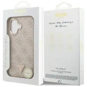 Etui Guess 4G Triangle Logo MagSafe do Apple iPhone 17 różowy złoty