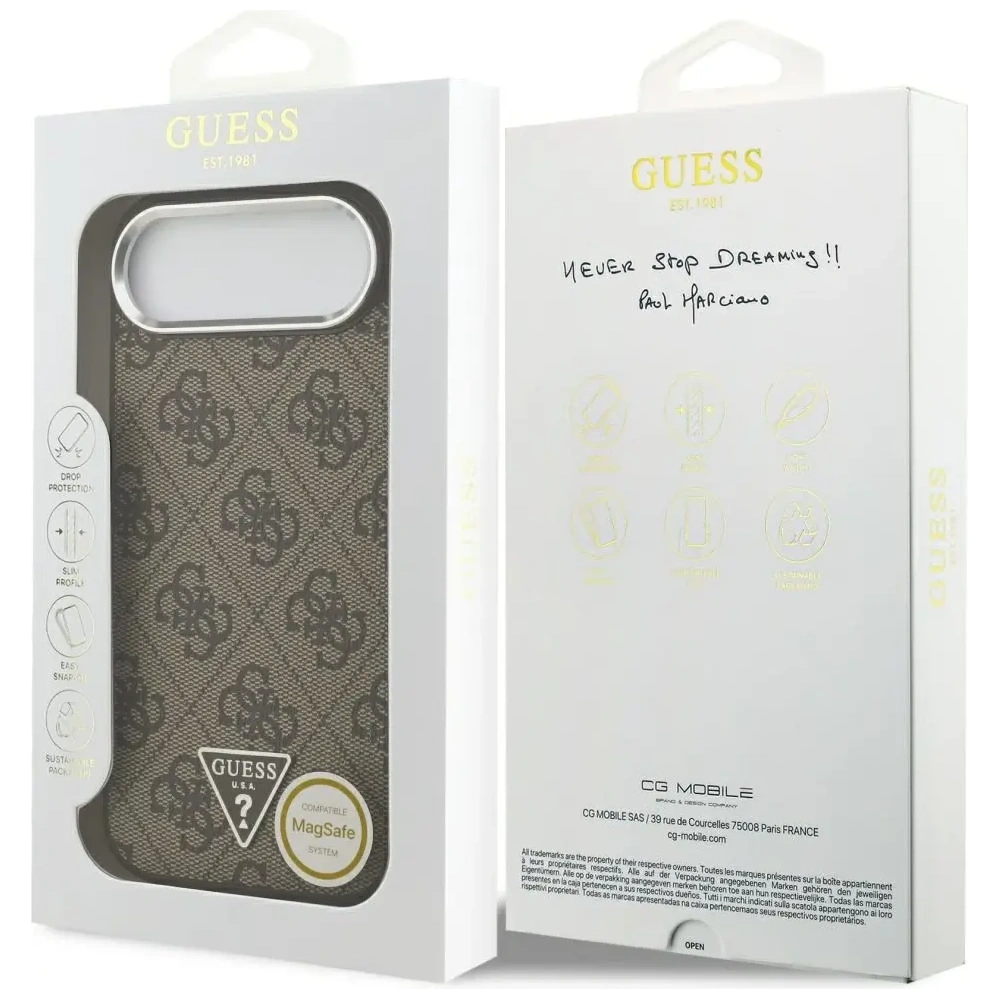 Etui Guess 4G Triangle Logo MagSafe do Apple iPhone Air brązowy srebrny
