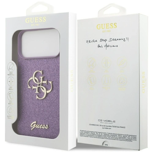 Etui Guess Fixed Glitter Big 4G do Apple iPhone 17 Pro Max liliowy