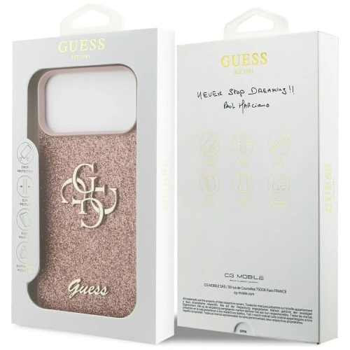 Etui Guess Fixed Glitter Big 4G do Apple iPhone 17 Pro Max różowy