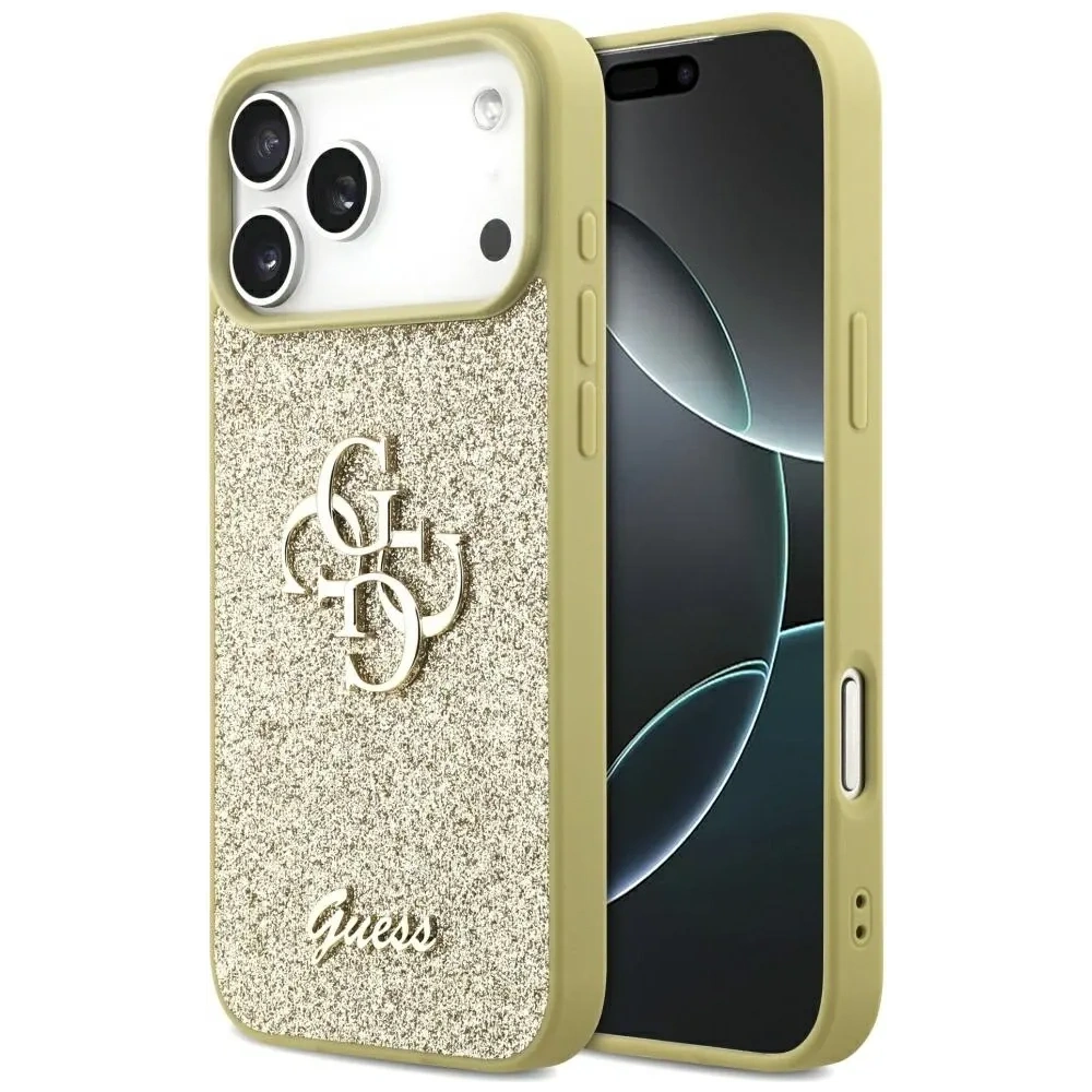 Etui Guess Fixed Glitter Big 4G do Apple iPhone 17 Pro Max złoty