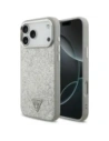 Etui Guess Glitter Triangle Logo MagSafe do Apple iPhone 17 Pro Max srebrny