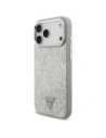 Etui Guess Glitter Triangle Logo MagSafe do Apple iPhone 17 Pro Max srebrny