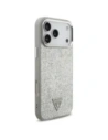 Etui Guess Glitter Triangle Logo MagSafe do Apple iPhone 17 Pro Max srebrny