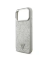 Etui Guess Glitter Triangle Logo MagSafe do Apple iPhone 17 Pro Max srebrny