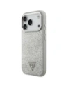 Etui Guess Glitter Triangle Logo MagSafe do Apple iPhone 17 Pro srebrny