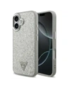 Etui Guess Glitter Triangle Logo MagSafe do Apple iPhone 17 srebrny