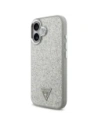 Etui Guess Glitter Triangle Logo MagSafe do Apple iPhone 17 srebrny