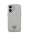 Etui Guess Glitter Triangle Logo MagSafe do Apple iPhone 17 srebrny