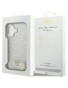 Etui Guess Glitter Triangle Logo MagSafe do Apple iPhone 17 srebrny