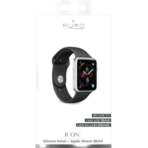 Elastyczny pasek PURO ICON Band Apple Watch 4/5/6/7/SE/8/9/10 40/41/42mm (S/M & M/L) (czarny)