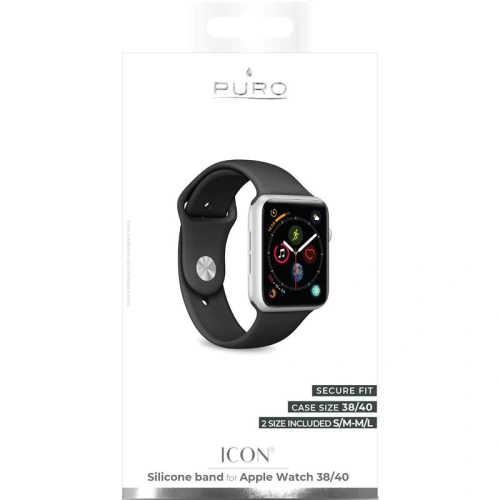 Elastyczny pasek PURO ICON Band Apple Watch 4/5/6/7/SE/8/9/10 40/41/42mm (S/M & M/L) (czarny)