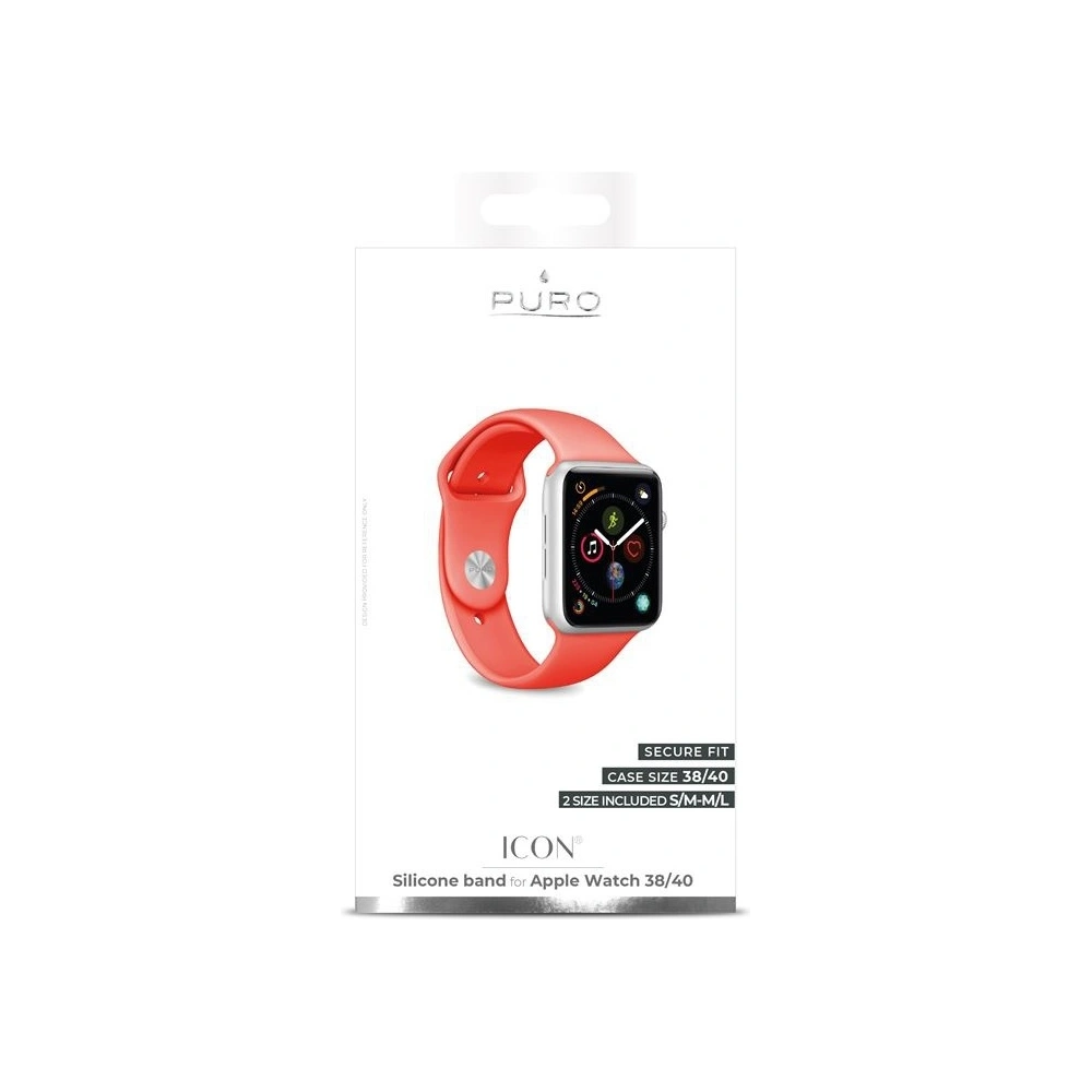 Hurtownia GSM - Elastický pásek PURO ICON Band Apple Watch 4/5/6/7/SE/8/9/10 40/41/42mm (S/M & M/L) (Living Coral) - PUR082LIVCOR - {ean13} - Hurt