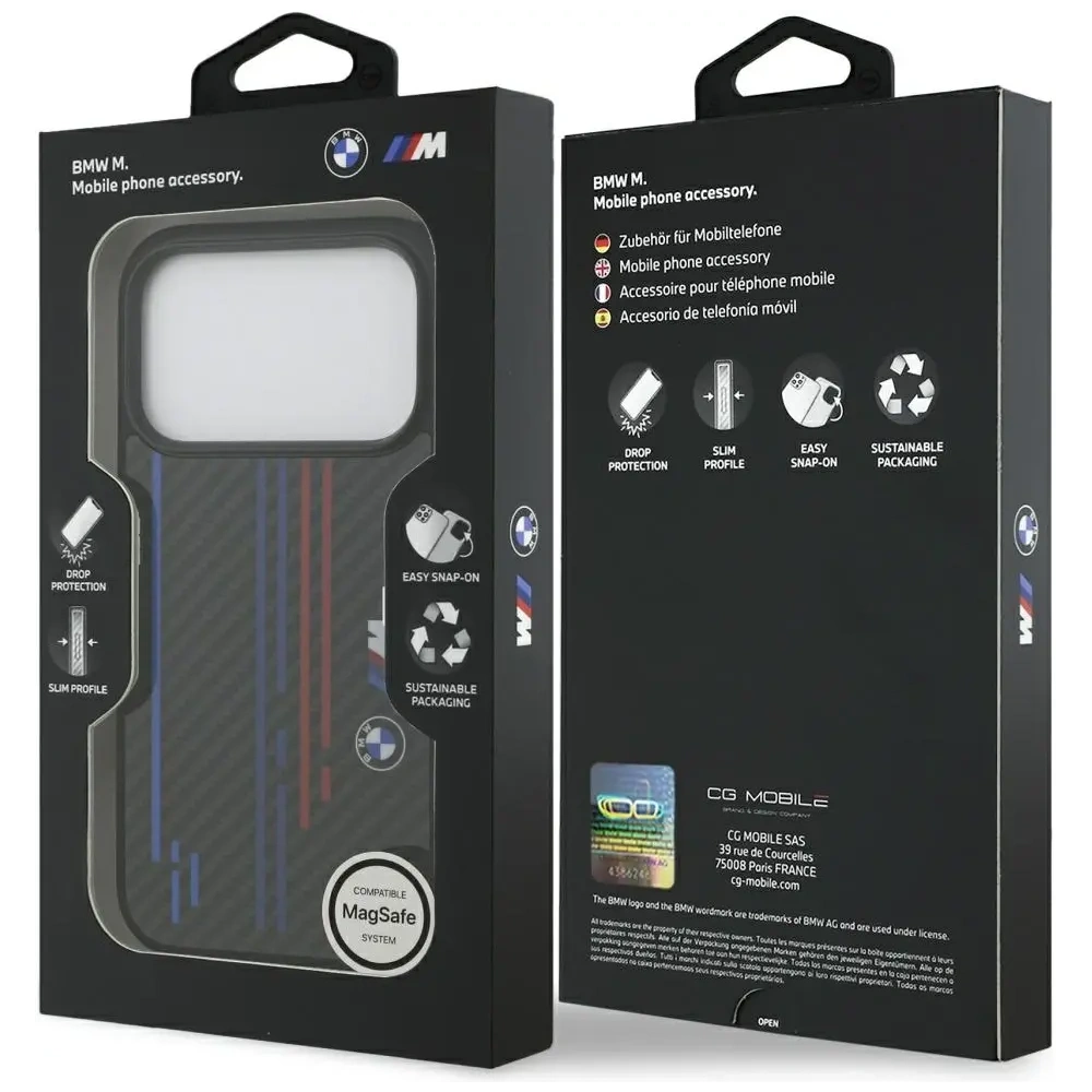 Etui BMW M Kevlar Lines & Logo MagSafe do Apple iPhone 17 Pro czarny