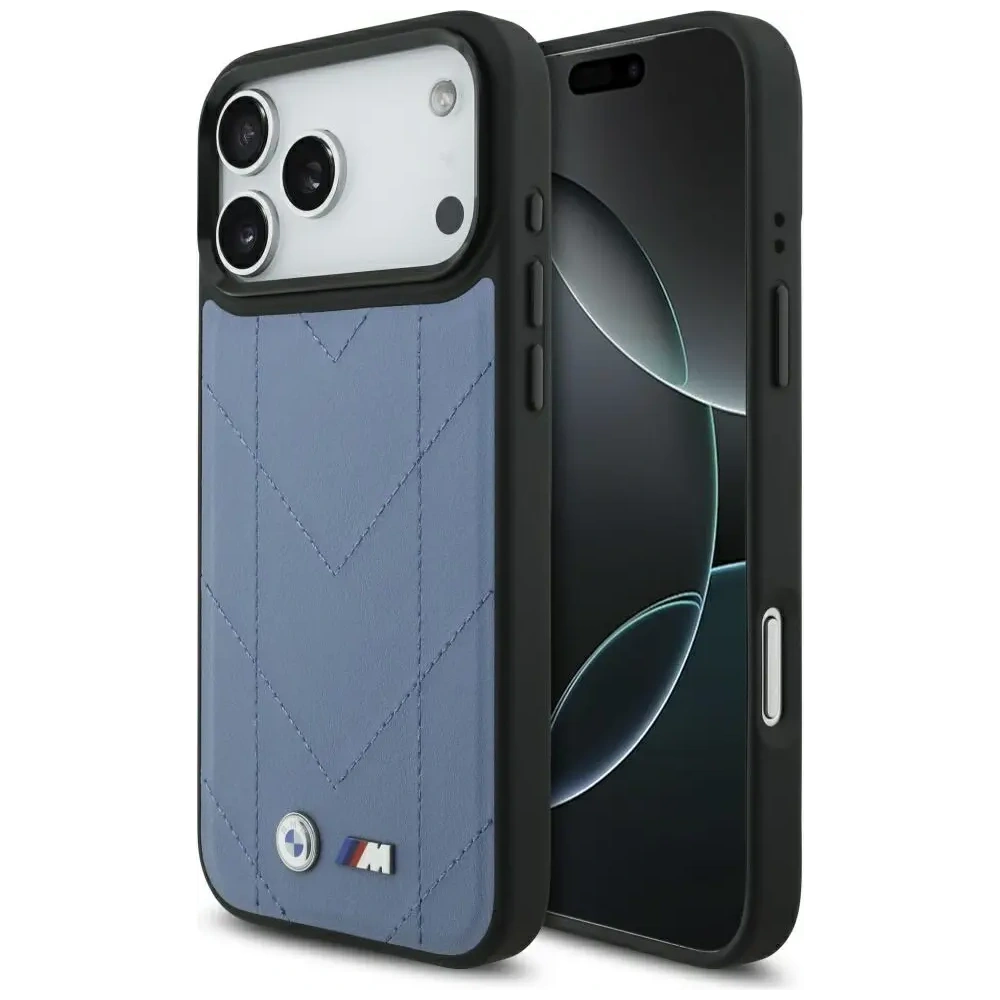 Etui BMW M Quilted Logo MagSafe do Apple iPhone 17 Pro Max niebieski