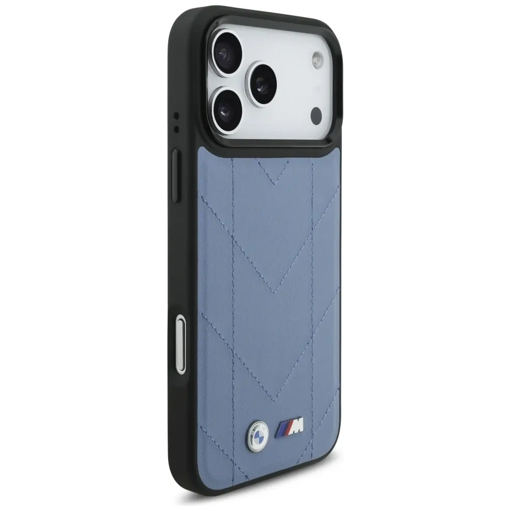 Etui BMW M Quilted Logo MagSafe do Apple iPhone 17 Pro Max niebieski