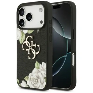 Etui Guess Grained Roses & Big 4G Logo do Apple iPhone 17 Pro czarny