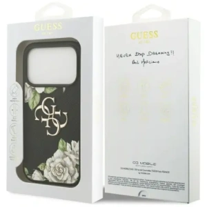 Etui Guess Grained Roses & Big 4G Logo do Apple iPhone 17 Pro czarny