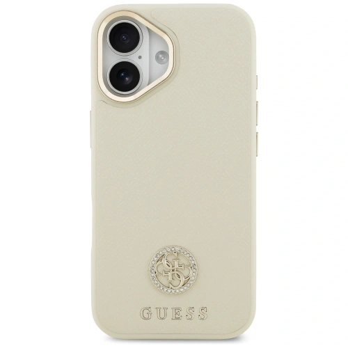 Etui Guess Grained Strass Logo MagSafe do Apple iPhone 17 beżowy