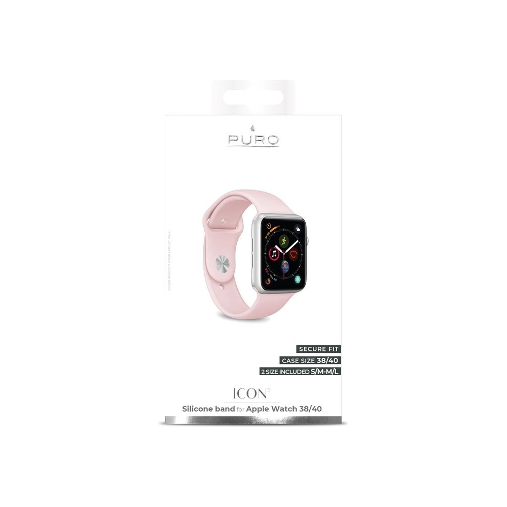 Hurtownia GSM - Elastický pásek PURO ICON Band Apple Watch 4/5/6/7/SE/8/9/10 40/41/42mm (S/M & M/L) (pískově růžová) - PUR083PNK - {ean13} - Hurt