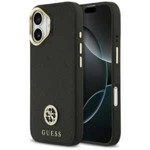 Etui Guess Grained Strass Logo MagSafe do Apple iPhone 17 czarny