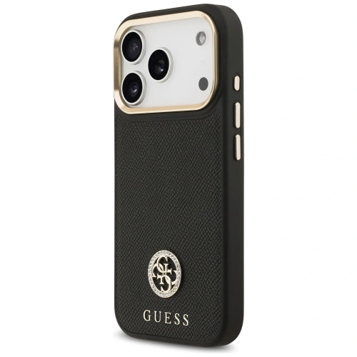 Etui Guess Grained Strass Logo MagSafe do Apple iPhone 17 Pro czarny