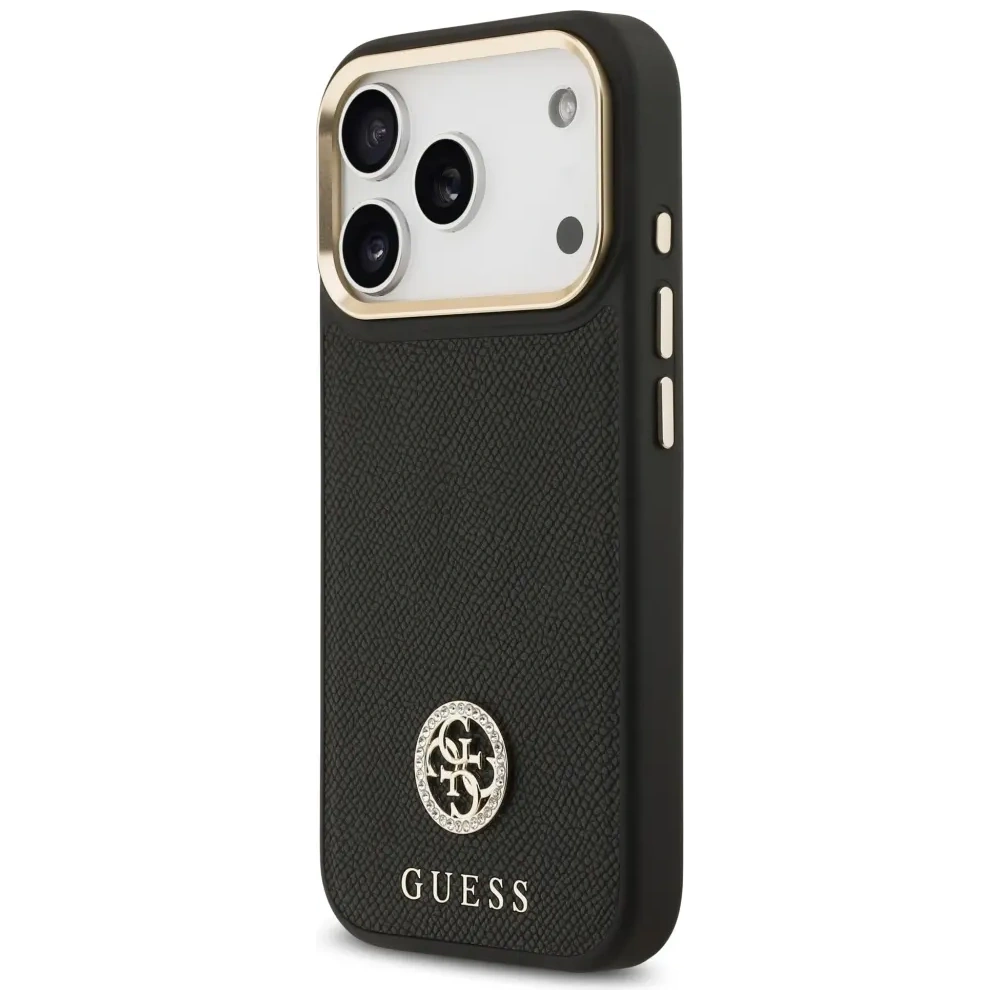 Etui Guess Grained Strass Logo MagSafe do Apple iPhone 17 Pro czarny