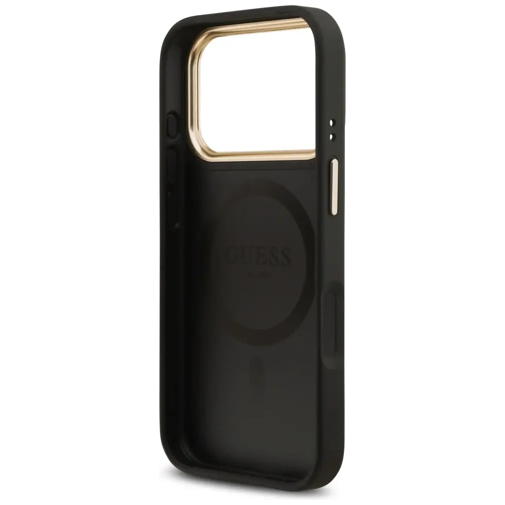 Etui Guess Grained Strass Logo MagSafe do Apple iPhone 17 Pro czarny