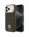 Etui Guess Grained Strass Logo MagSafe do Apple iPhone 17 Pro Max brązowy