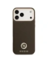 Etui Guess Grained Strass Logo MagSafe do Apple iPhone 17 Pro Max brązowy