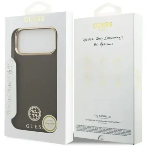 Etui Guess Grained Strass Logo MagSafe do Apple iPhone 17 Pro Max brązowy