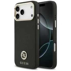Etui Guess Grained Strass Logo MagSafe do Apple iPhone 17 Pro Max czarny