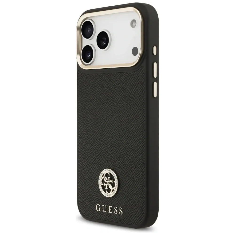 Etui Guess Grained Strass Logo MagSafe do Apple iPhone 17 Pro Max czarny