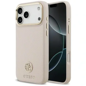 Etui Guess Grained Strass Logo MagSafe do Apple iPhone 17 Pro Max różowy