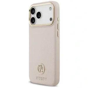 Etui Guess Grained Strass Logo MagSafe do Apple iPhone 17 Pro Max różowy