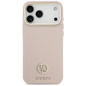 Etui Guess Grained Strass Logo MagSafe do Apple iPhone 17 Pro Max różowy