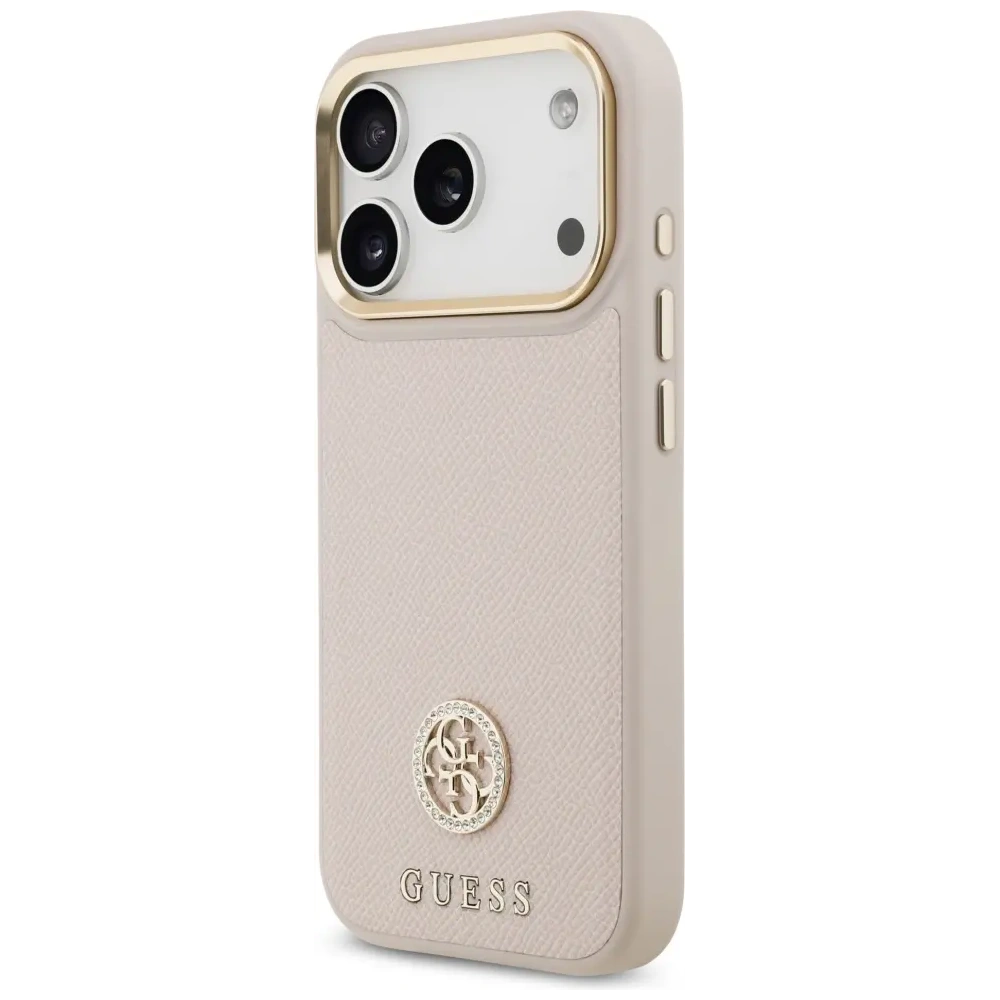 Etui Guess Grained Strass Logo MagSafe do Apple iPhone 17 Pro różowy