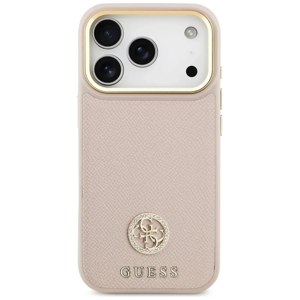 Etui Guess Grained Strass Logo MagSafe do Apple iPhone 17 Pro różowy