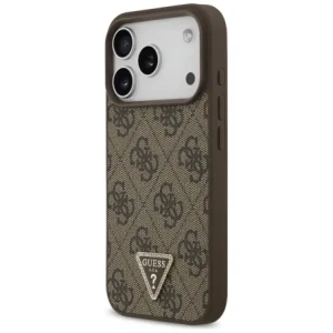 Etui Guess Leather 4G Triangle Strass MagSafe do Apple iPhone 17 Pro brązowy