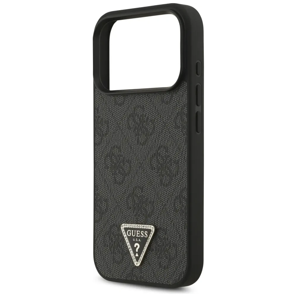 Etui Guess Leather 4G Triangle Strass MagSafe do Apple iPhone 17 Pro czarny