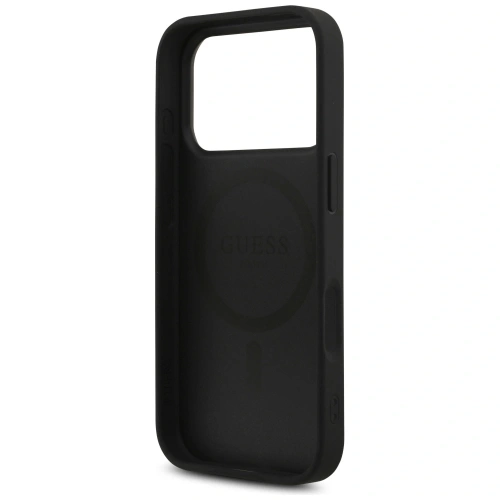 Etui Guess Leather 4G Triangle Strass MagSafe do Apple iPhone 17 Pro czarny