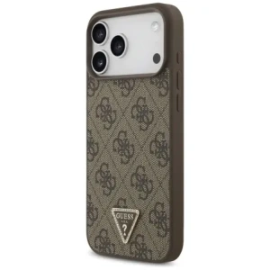 Etui Guess Leather 4G Triangle Strass MagSafe do Apple iPhone 17 Pro Max brązowy